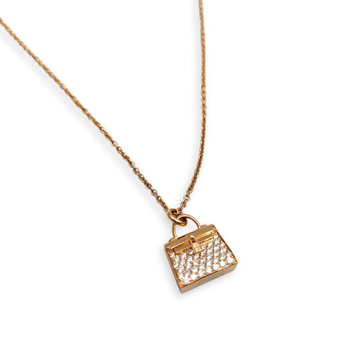 Amulettes Kelly Pendant, 38 Diamonds, 0.39 Carat Necklace in Rose Gold Hardware