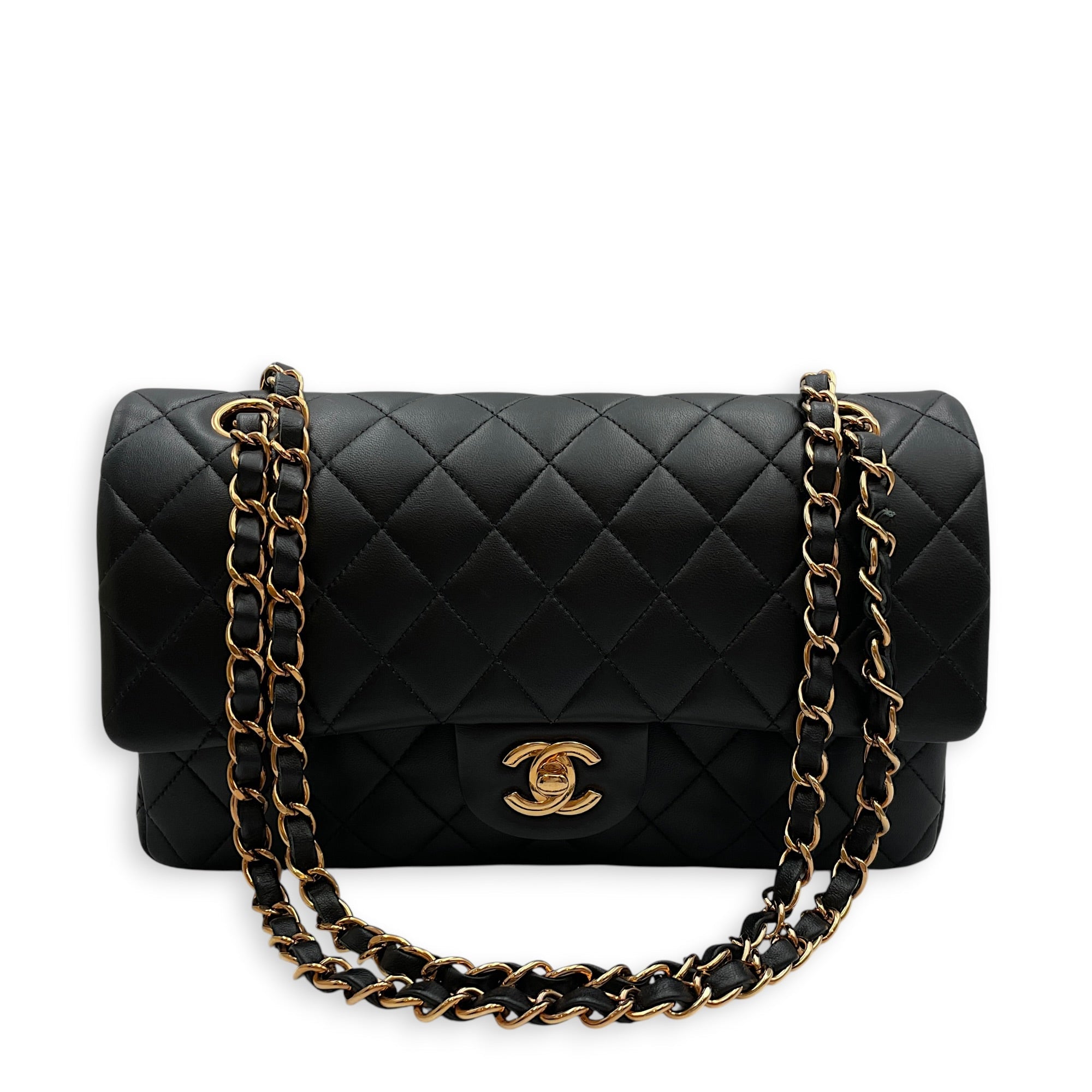 Classic Double Flap Medium Black Shoulder Bag in Lambskin Gold hardware CL2608-023060 13