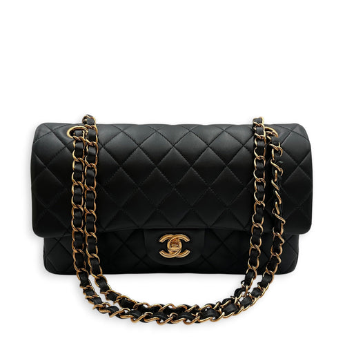 Classic Double Flap Medium Black Shoulder Bag in Lambskin Gold hardware CL2608-023060 13