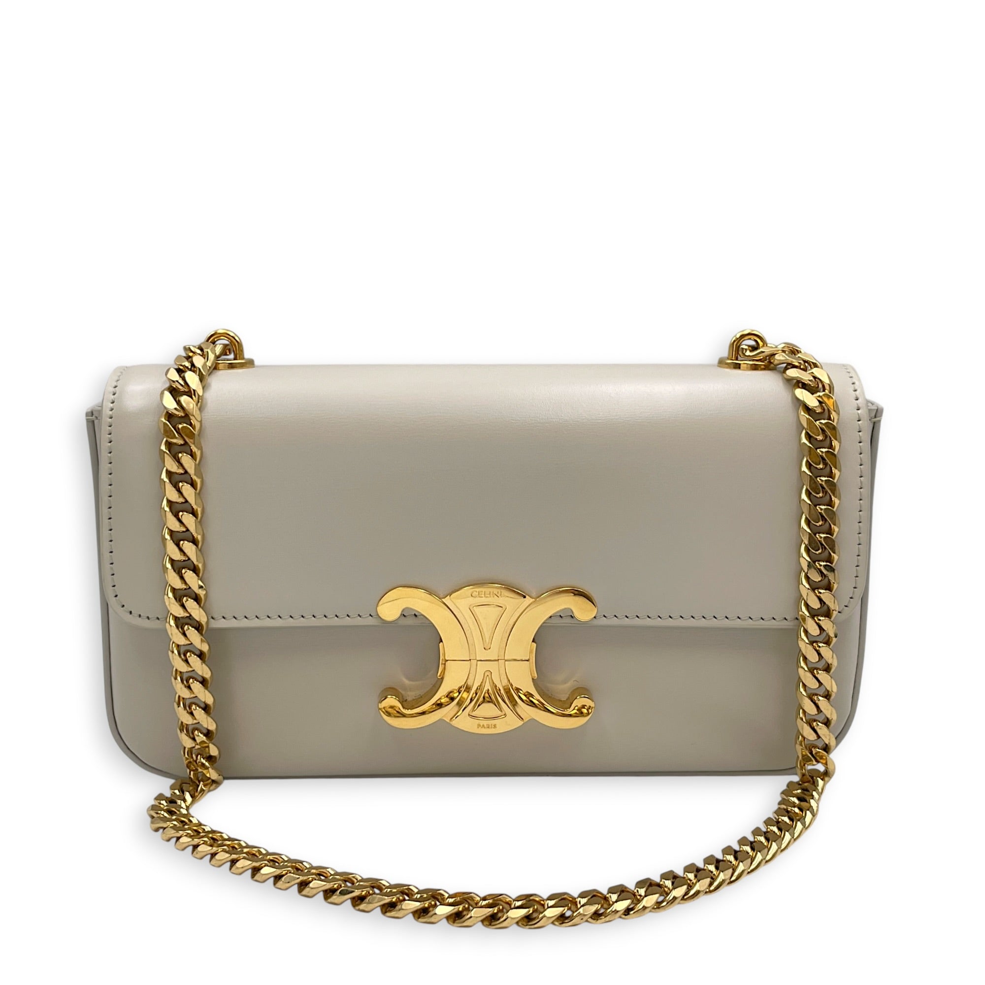 Triomphe 20cm  Grey Shoulder Bag in Calfskin Gold hardware CL2608-023061 10