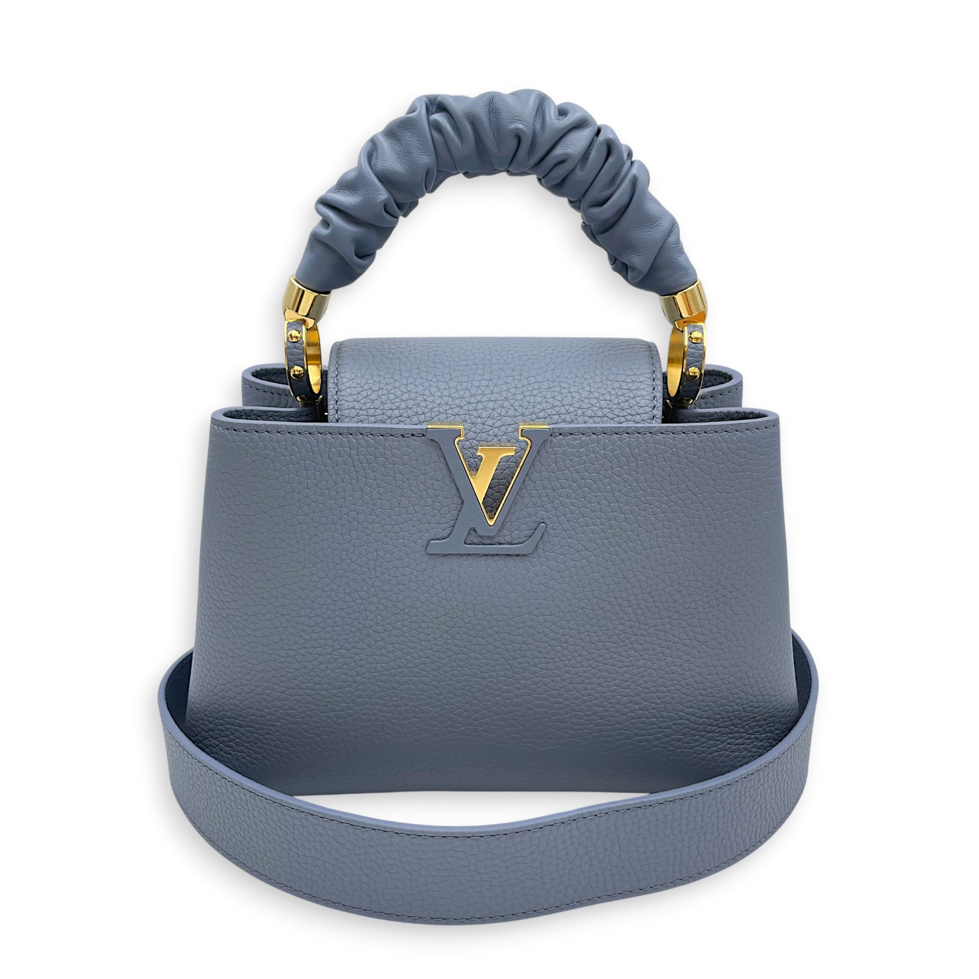 Capucines BB Blue Top Handle Bag in Taurillon Leather Gold hardware CL2608-023062 3