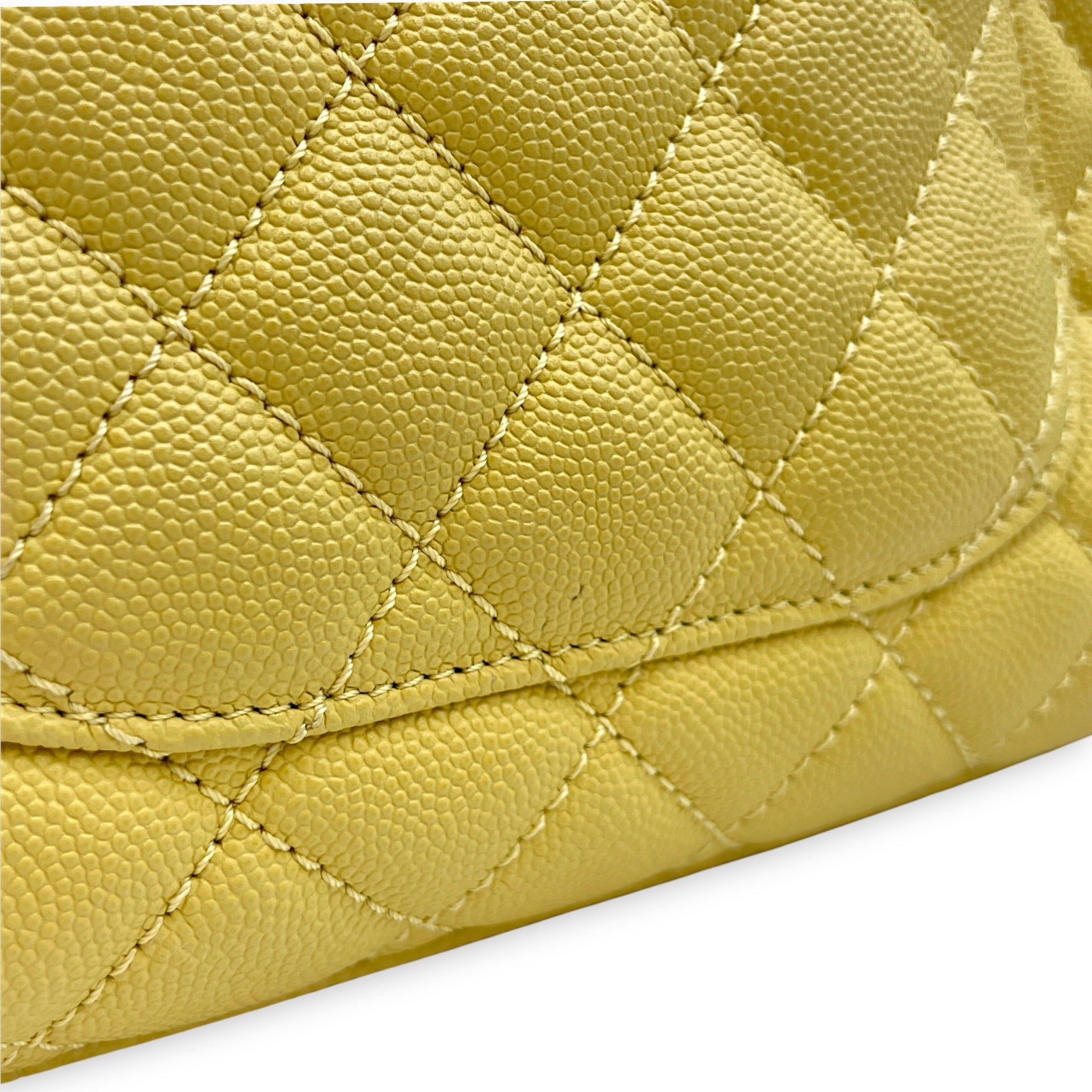 CC Coco Top Handle  Small Yellow Shoulder Bag in Caviar Leather Light Gold hardware CL2608-023063 12