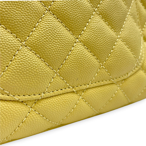 CC Coco Top Handle  Small Yellow Shoulder Bag in Caviar Leather Light Gold hardware CL2608-023063 12