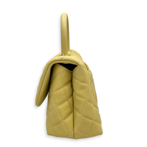 CC Coco Top Handle  Small Yellow Shoulder Bag in Caviar Leather Light Gold hardware CL2608-023063 4