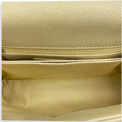 CC Coco Top Handle  Small Yellow Shoulder Bag in Caviar Leather Light Gold hardware CL2608-023063 7