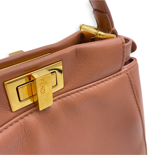 Peekaboo Mini Brown Top Handle Bag in Nappa Leather Gold hardware CL2608-023065 12