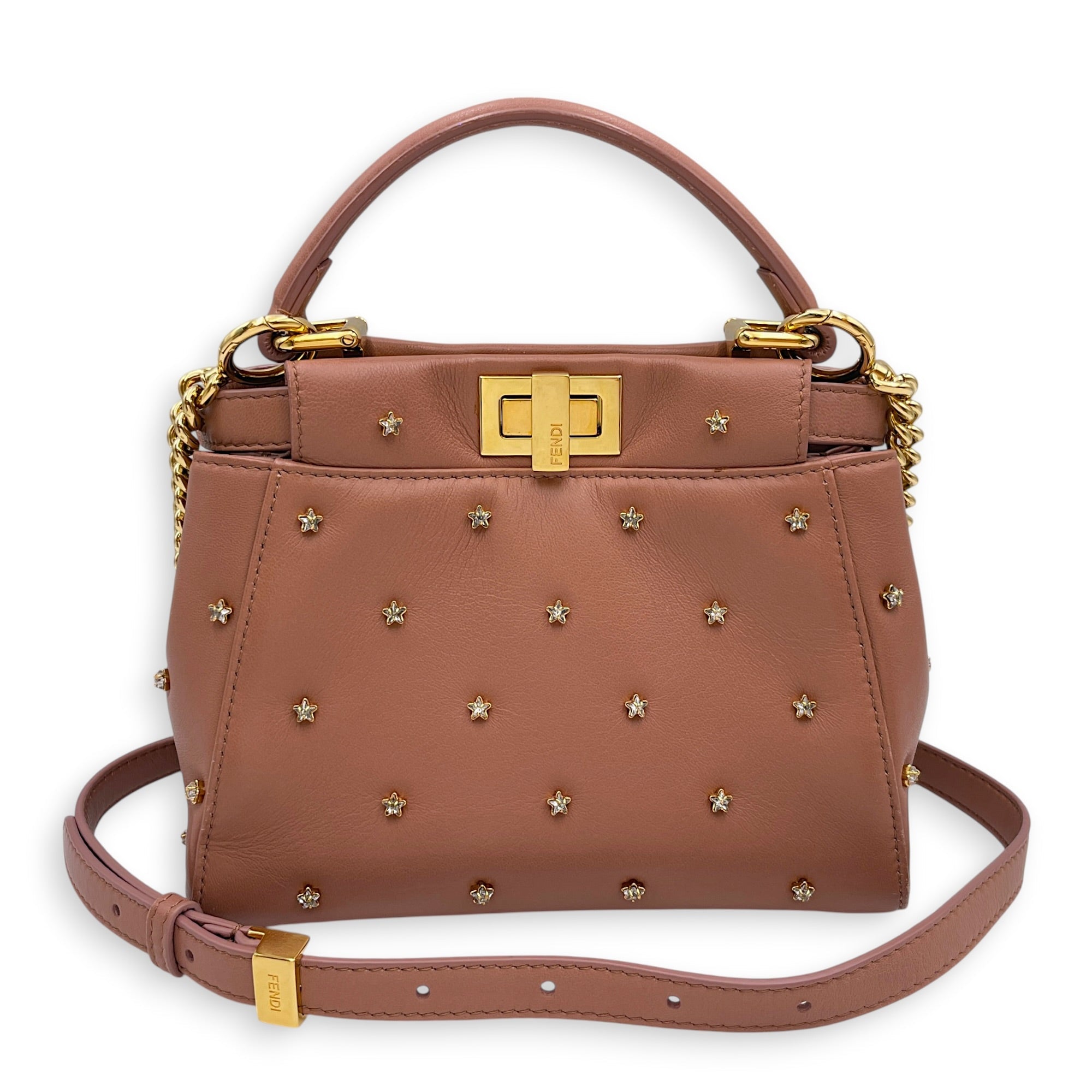 Peekaboo Mini Brown Top Handle Bag in Nappa Leather Gold hardware CL2608-023065 3