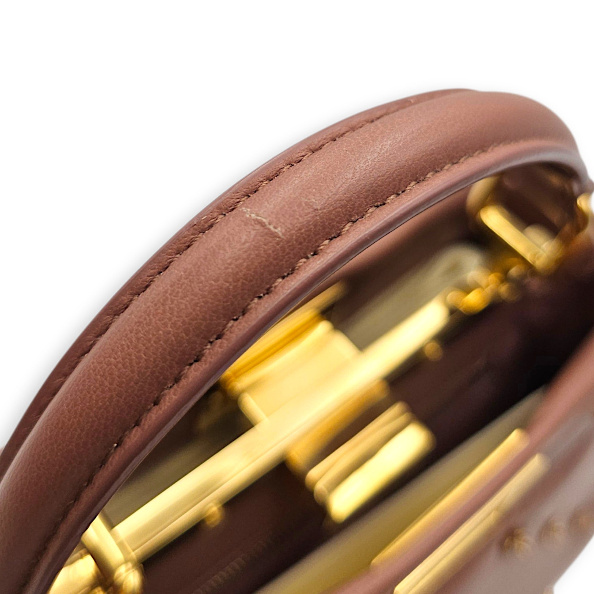 Peekaboo Mini Brown Top Handle Bag in Nappa Leather Gold hardware