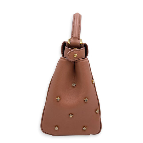 Peekaboo Mini Brown Top Handle Bag in Nappa Leather Gold hardware CL2608-023065 4