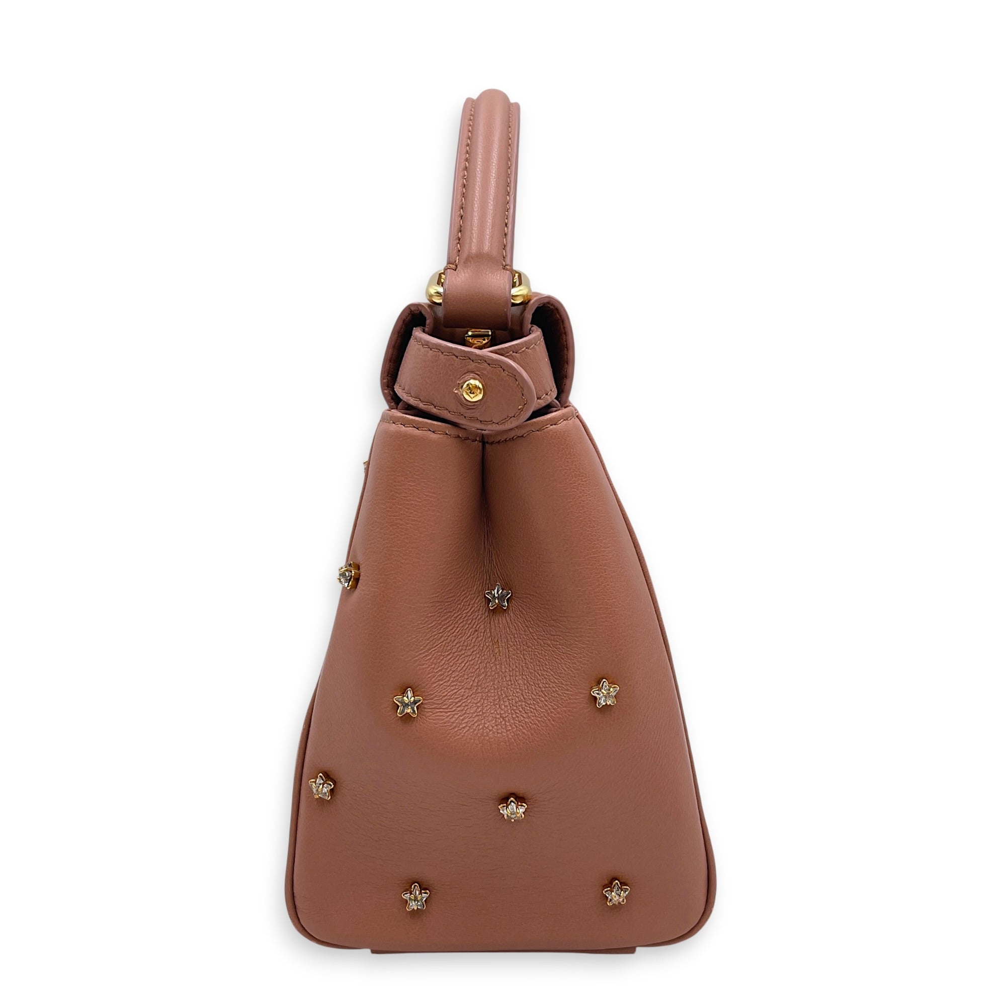 Peekaboo Mini Brown Top Handle Bag in Nappa Leather Gold hardware CL2608-023065 5