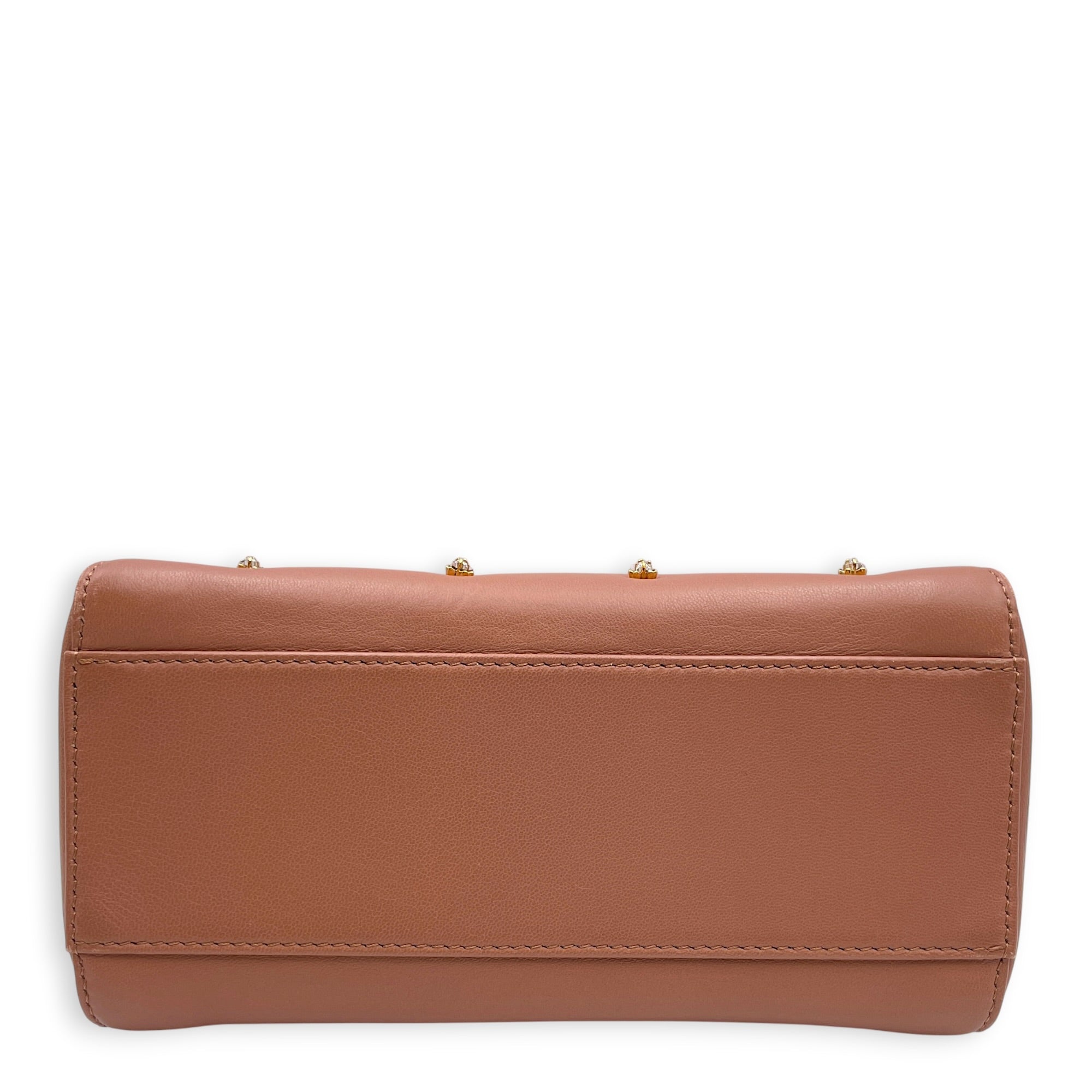 Peekaboo Mini Brown Top Handle Bag in Nappa Leather Gold hardware CL2608-023065 6
