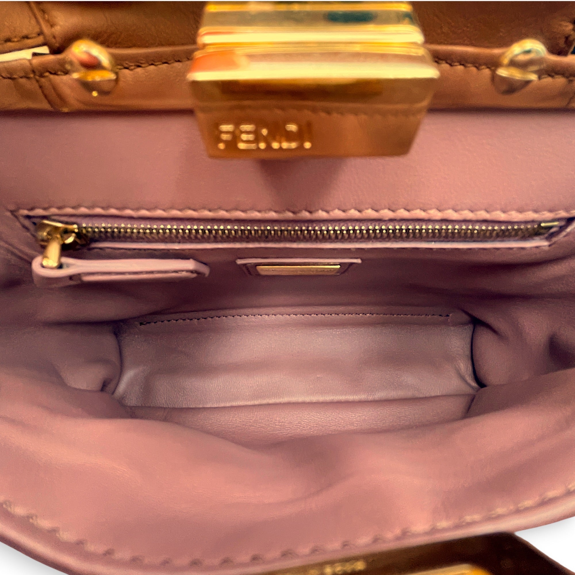 Peekaboo Mini Brown Top Handle Bag in Nappa Leather Gold hardware CL2608-023065 7
