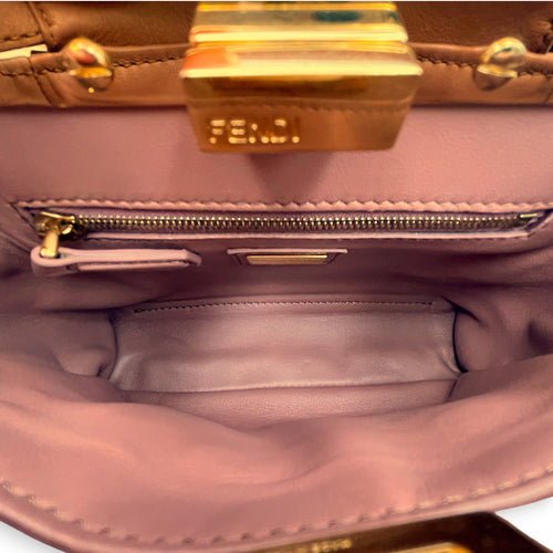 Peekaboo Mini Brown Top Handle Bag in Nappa Leather Gold hardware CL2608-023065 7