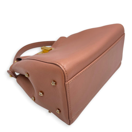 Peekaboo Mini Brown Top Handle Bag in Nappa Leather Gold hardware