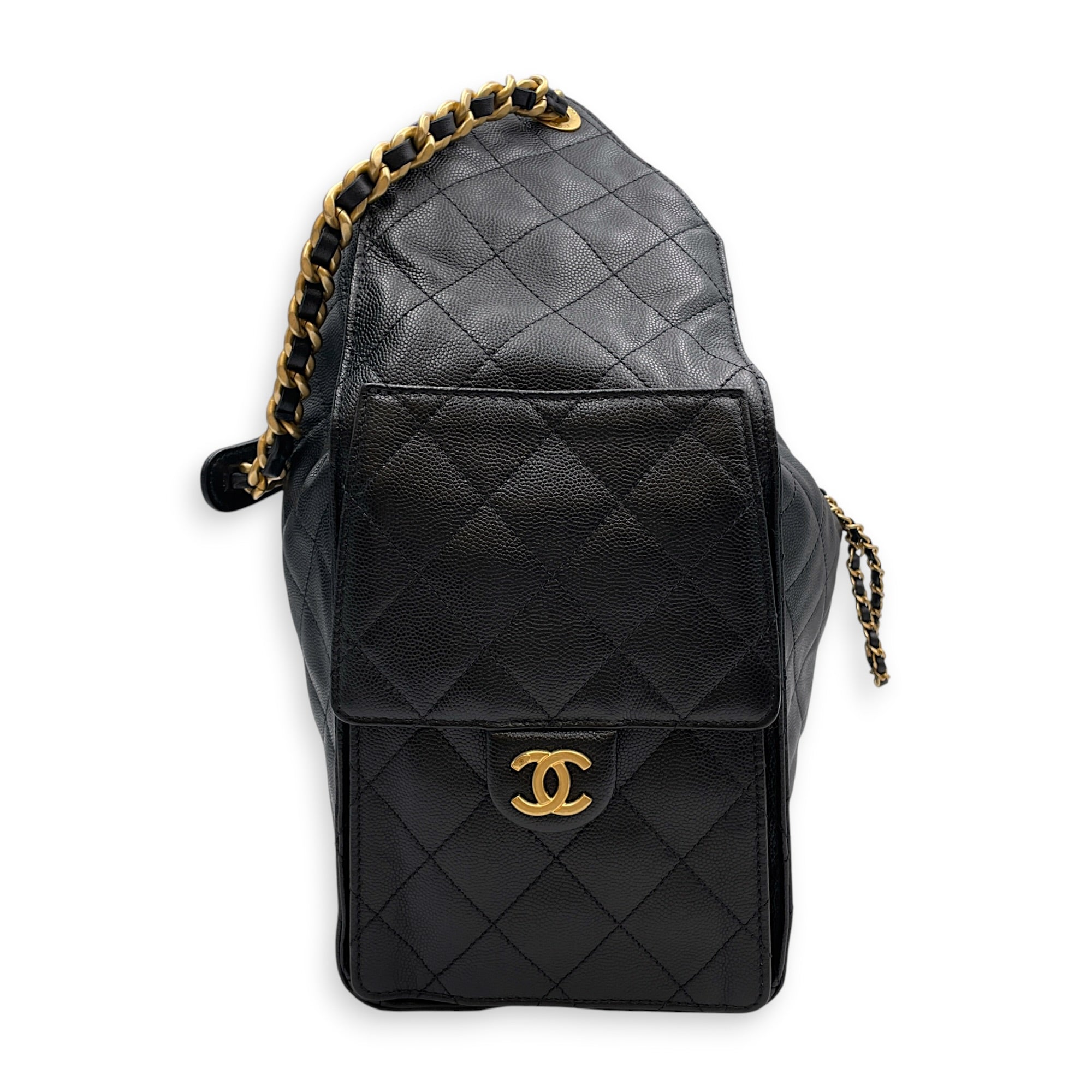 C25 Medium Black Shoulder Bag in Caviar Leather Antique Brass hardware CL2608-023071 5