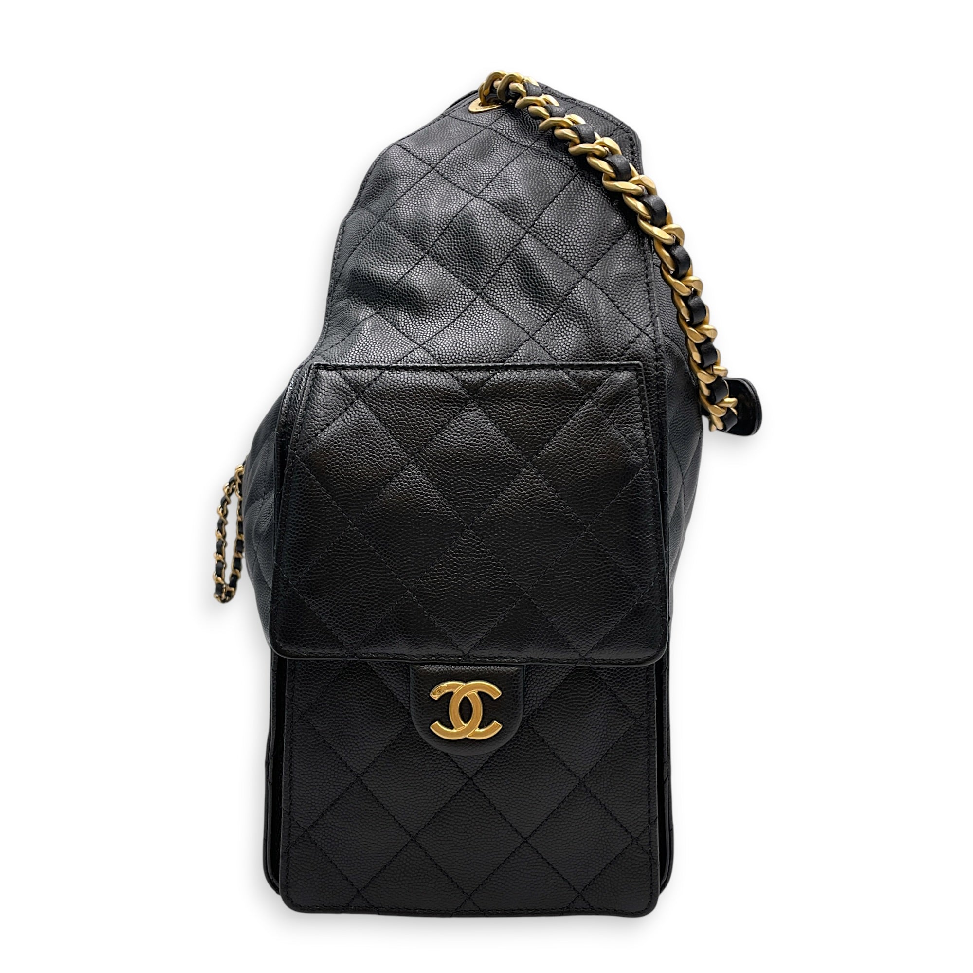 C25 Medium Black Shoulder Bag in Caviar Leather Antique Brass hardware CL2608-023071 3