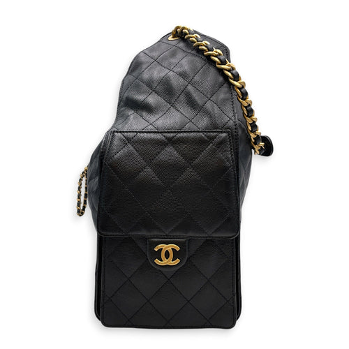 C25 Medium Black Shoulder Bag in Caviar Leather Antique Brass hardware CL2608-023071 3