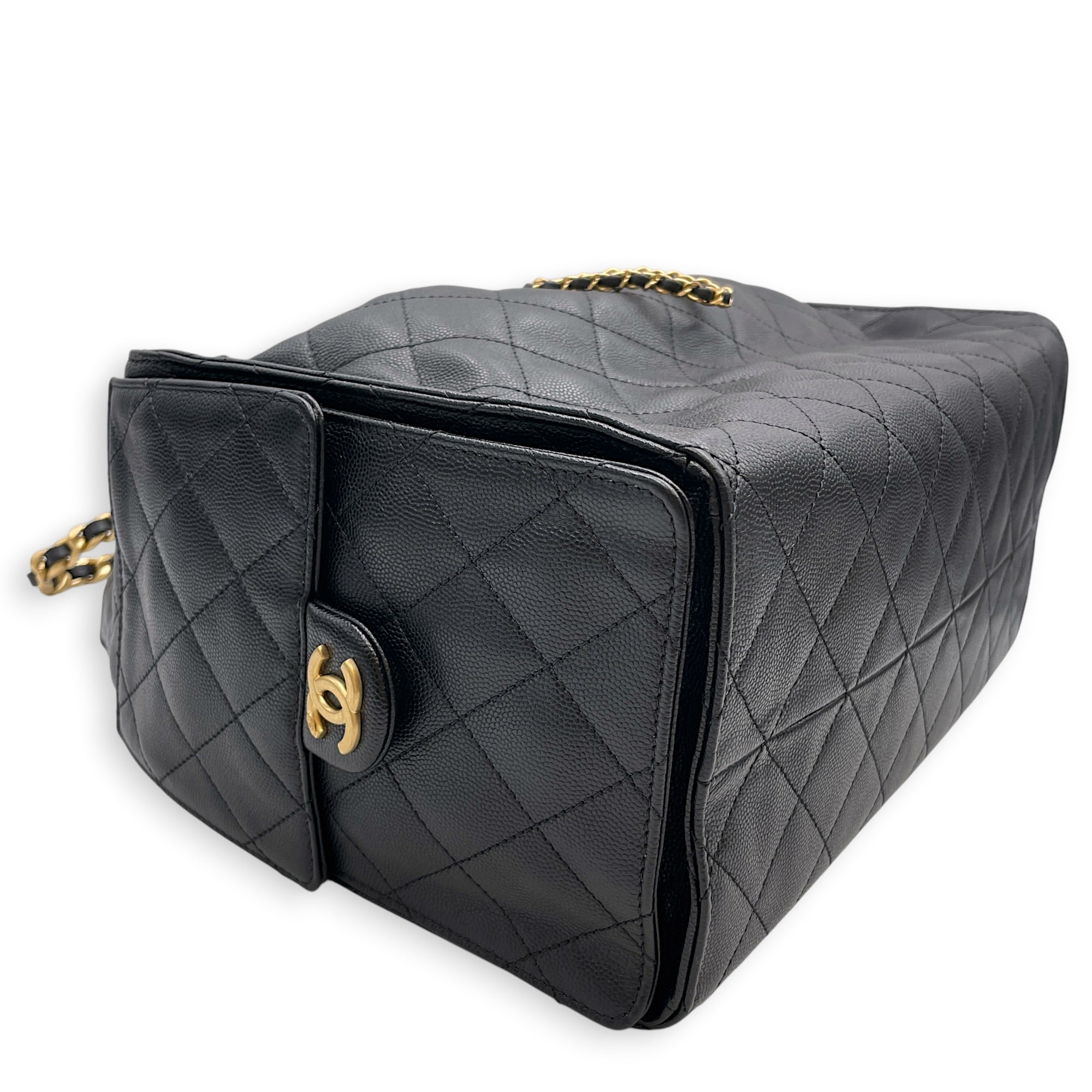 C25 Medium Black Shoulder Bag in Caviar Leather Antique Brass hardware CL2608-023071 8