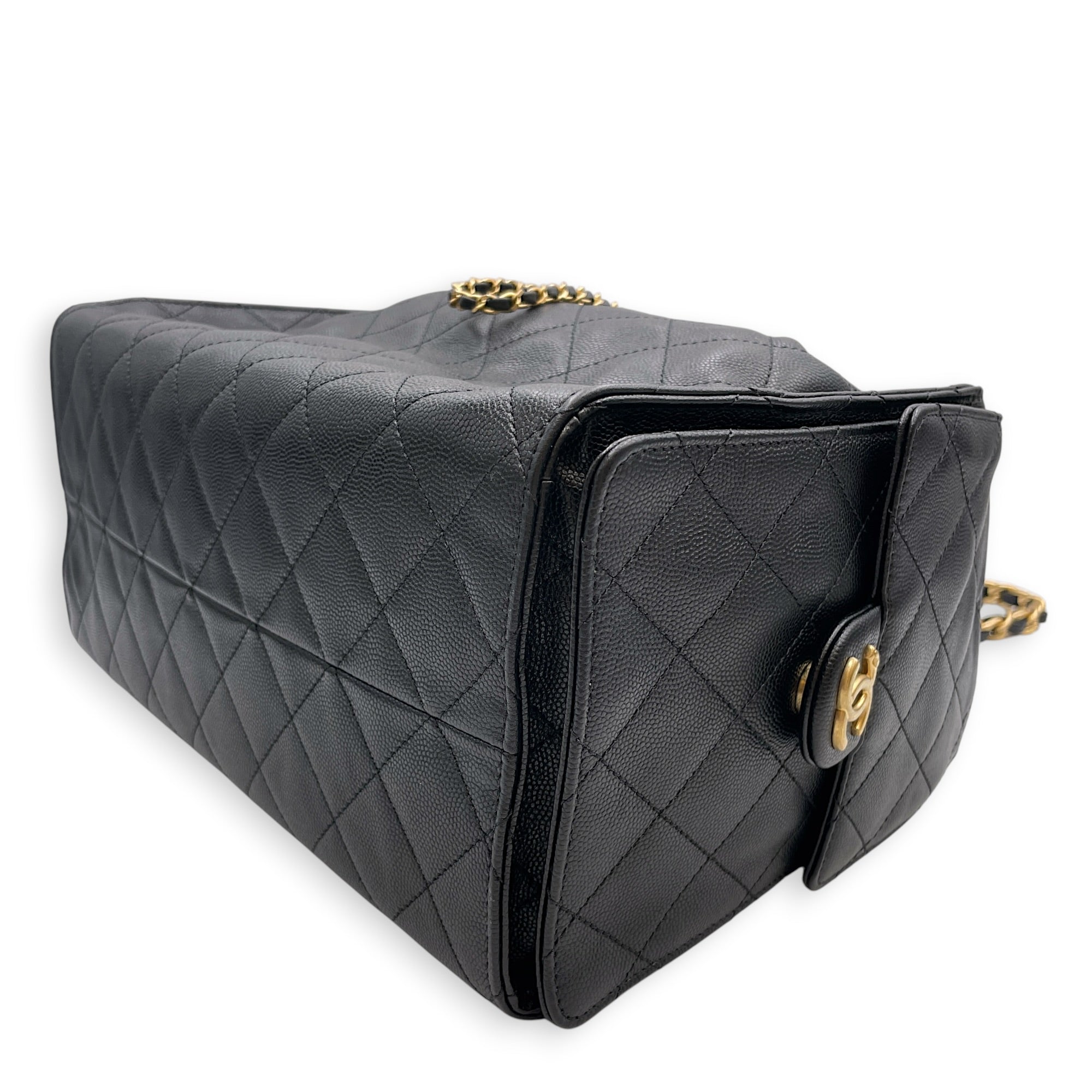 C25 Medium Black Shoulder Bag in Caviar Leather Antique Brass hardware CL2608-023071 6