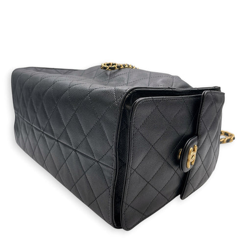C25 Medium Black Shoulder Bag in Caviar Leather Antique Brass hardware CL2608-023071 6