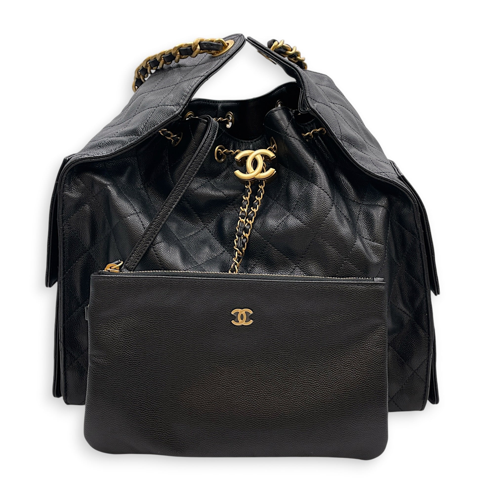 C25 Medium Black Shoulder Bag in Caviar Leather Antique Brass hardware CL2608-023071 9