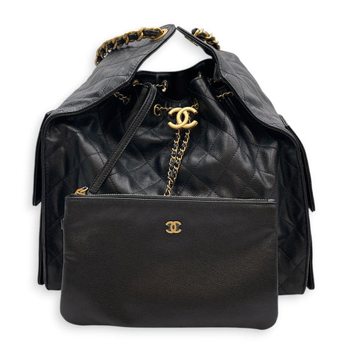 C25 Medium Black Shoulder Bag in Caviar Leather Antique Brass hardware CL2608-023071 9