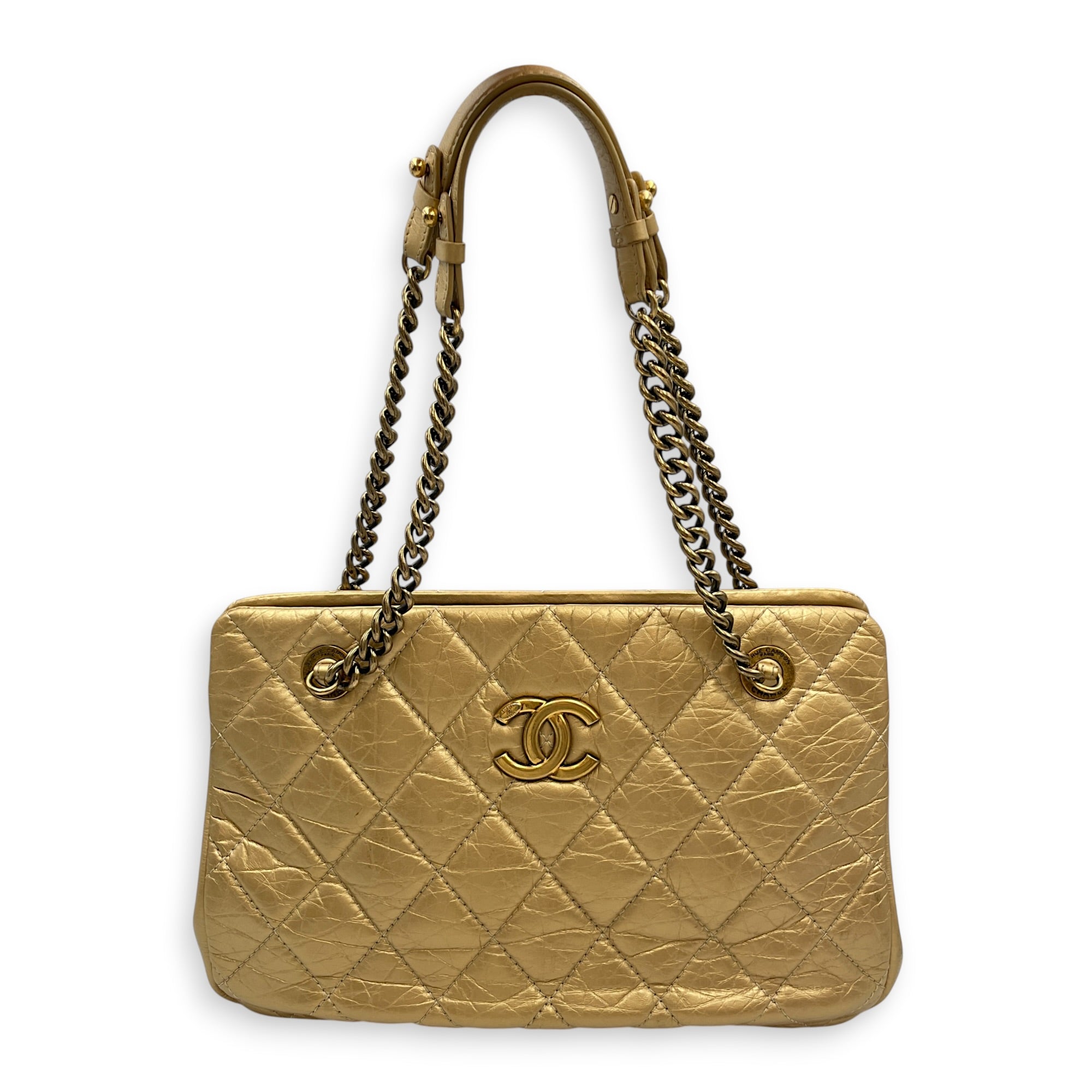 Crown 32cm Gold Shoulder Bag in Calfskin Gold hardware CL2608-023072 10