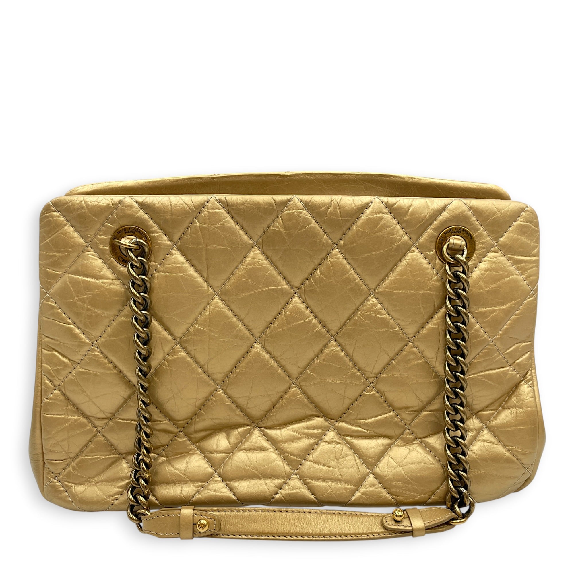 Crown 32cm Gold Shoulder Bag in Calfskin Gold hardware CL2608-023072 2