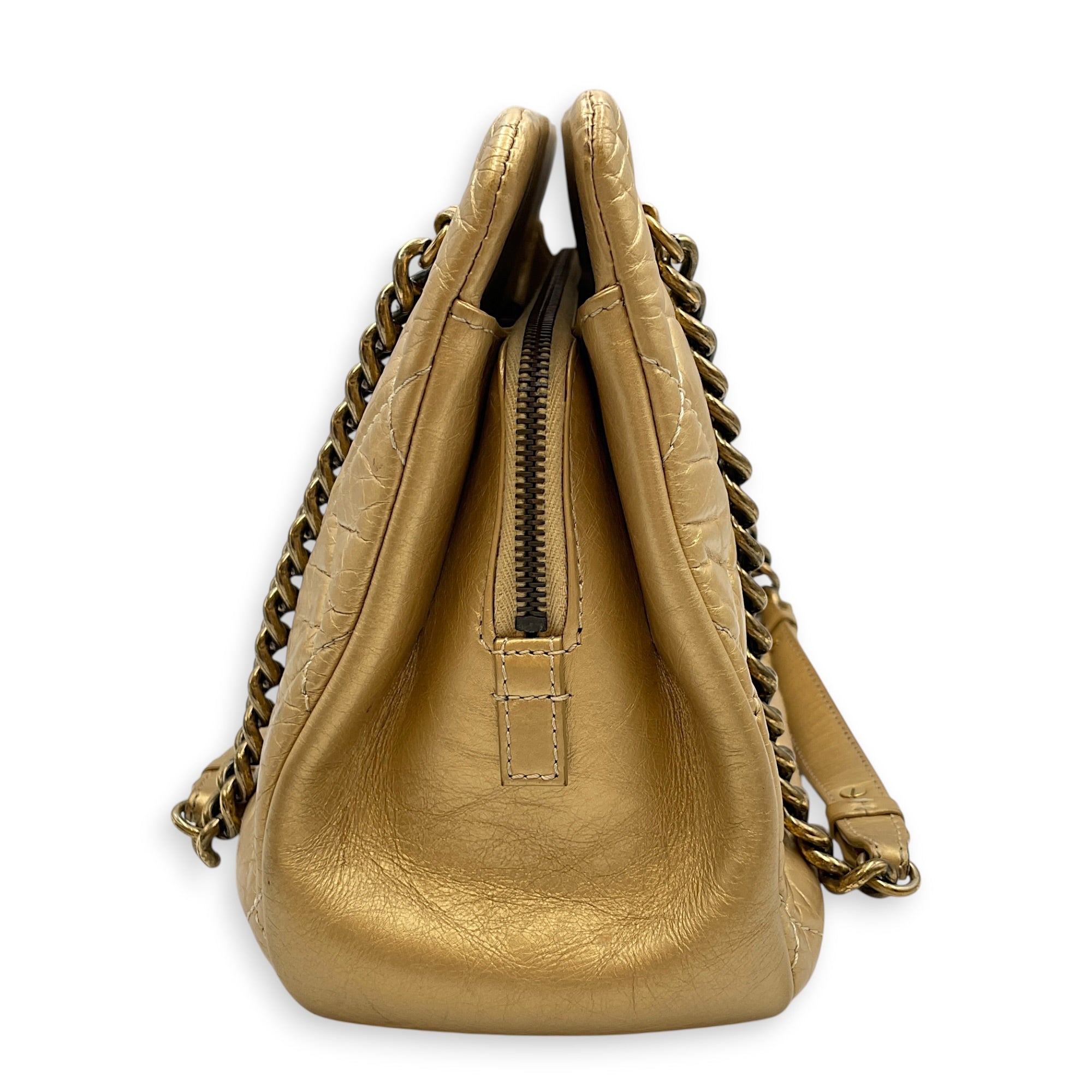 Crown 32cm Gold Shoulder Bag in Calfskin Gold hardware CL2608-023072 4
