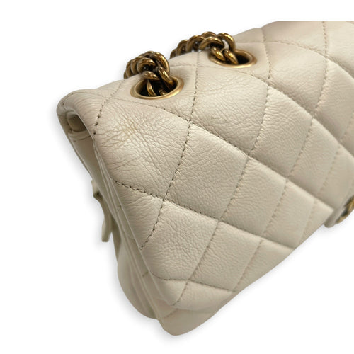 Timeless CC 30cm  White  Shoulder Bag in Calfskin Antique Brass hardware CL2608-023073 10