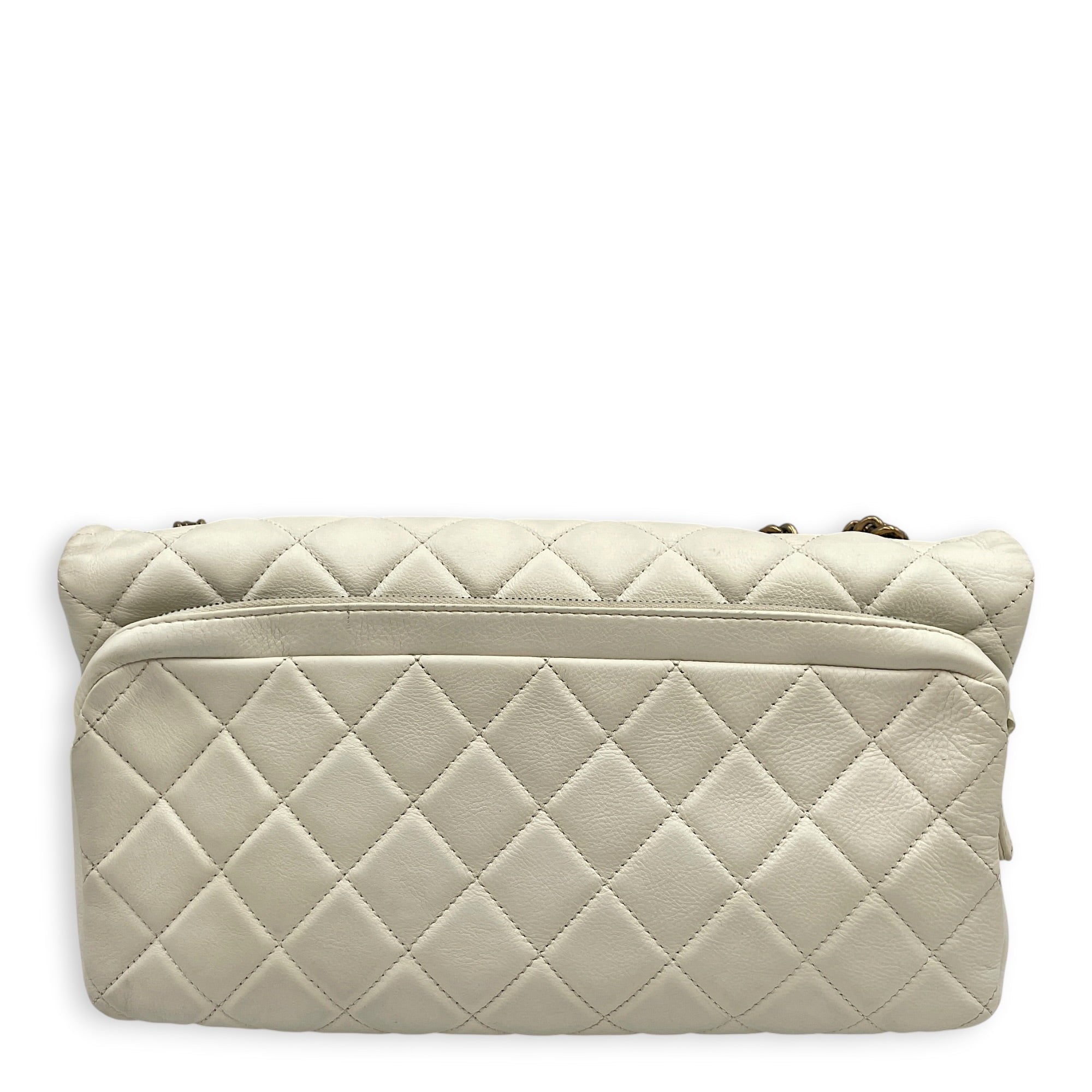 Timeless CC 30cm  White  Shoulder Bag in Calfskin Antique Brass hardware CL2608-023073 2