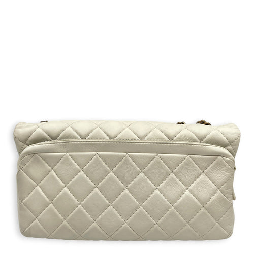 Timeless CC 30cm  White  Shoulder Bag in Calfskin Antique Brass hardware CL2608-023073 2