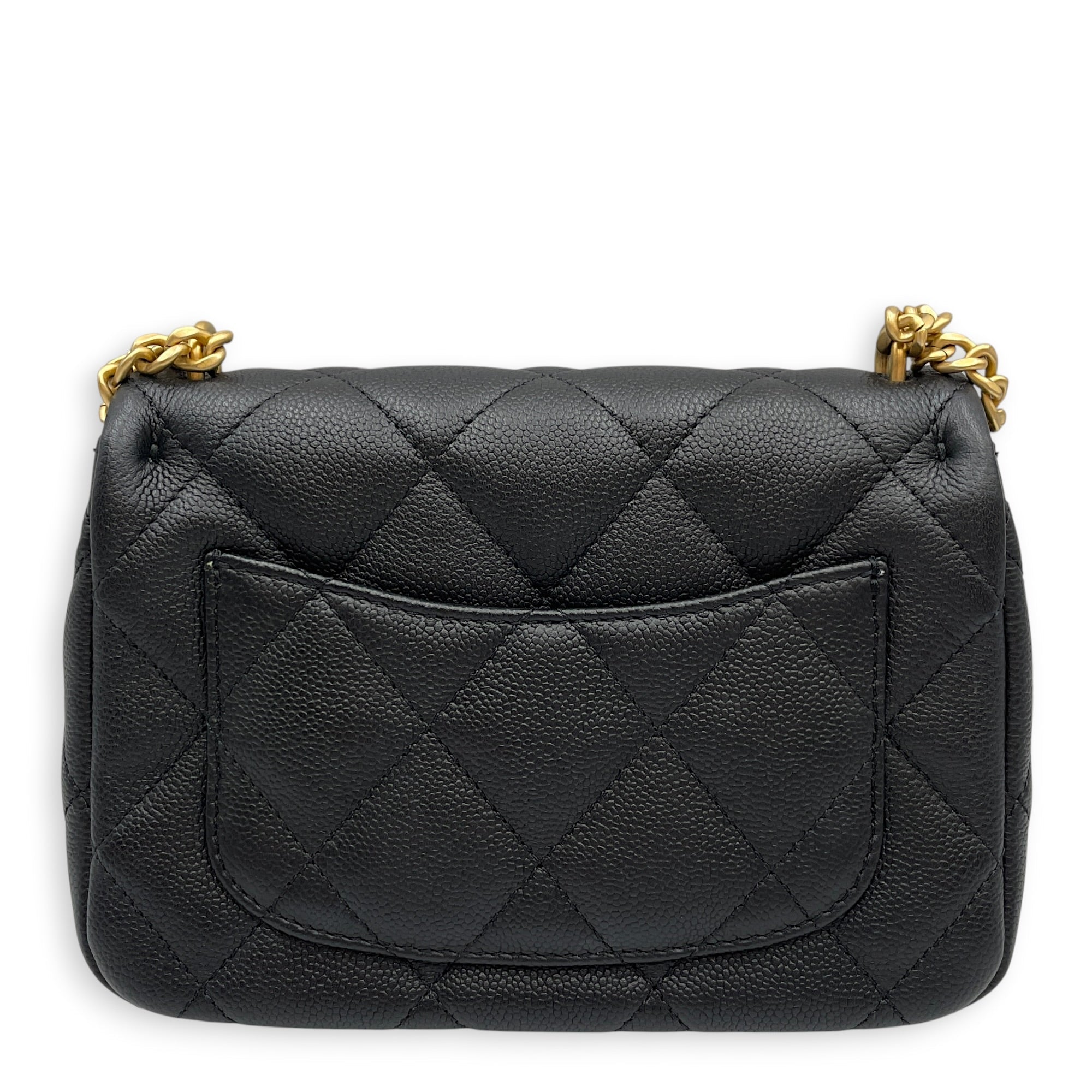 Square with Adjustable Heart Shaped  Mini Black Crossbody Bag in Caviar Leather Gold hardware CL2608-023074 2
