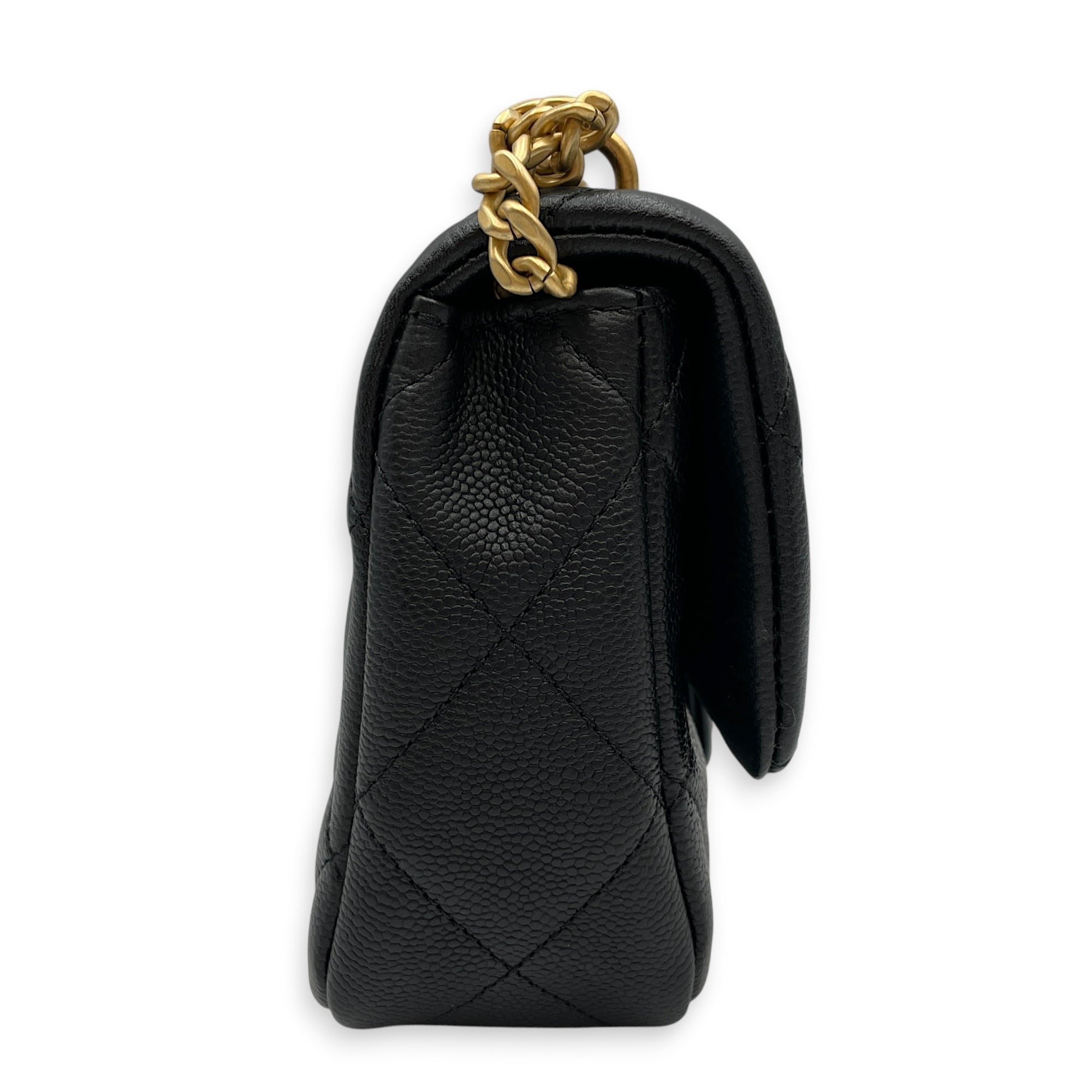 Square with Adjustable Heart Shaped  Mini Black Crossbody Bag in Caviar Leather Gold hardware CL2608-023074 3