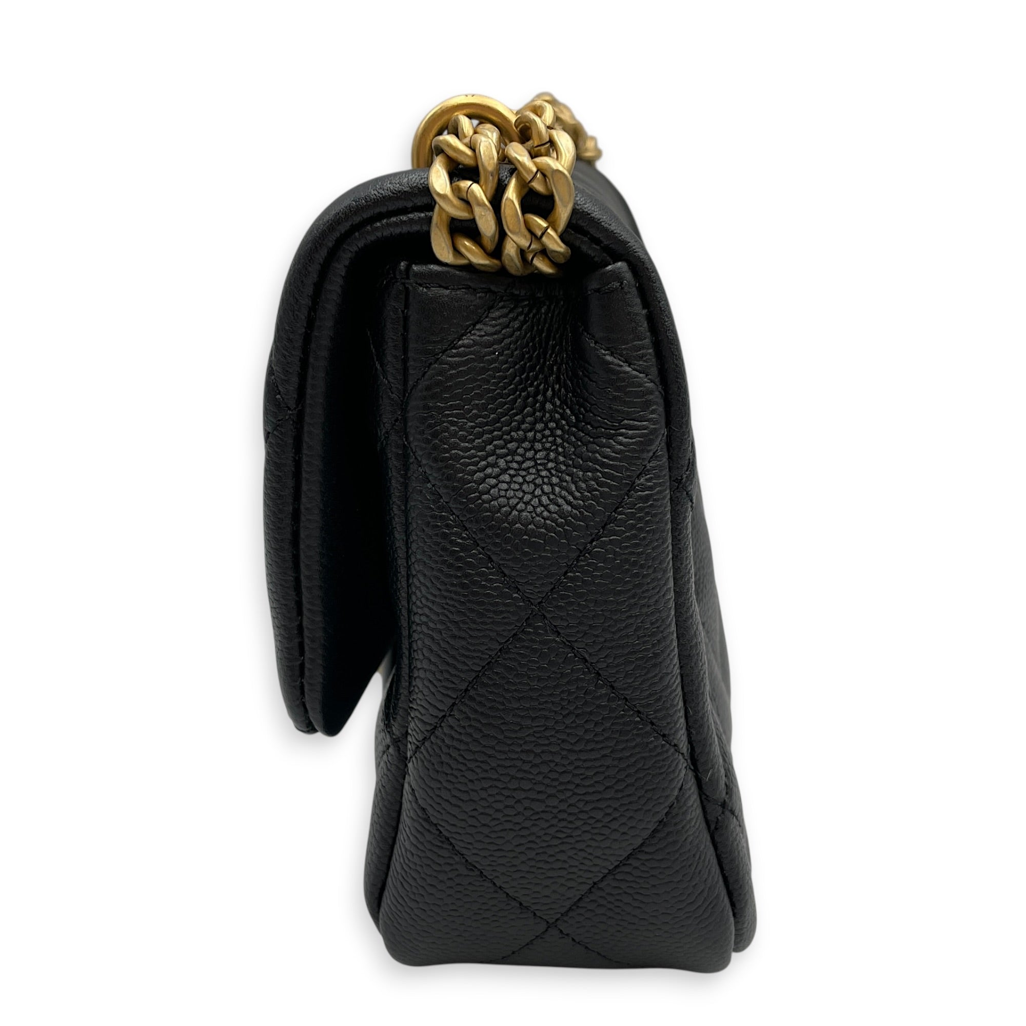 Square with Adjustable Heart Shaped  Mini Black Crossbody Bag in Caviar Leather Gold hardware CL2608-023074 4