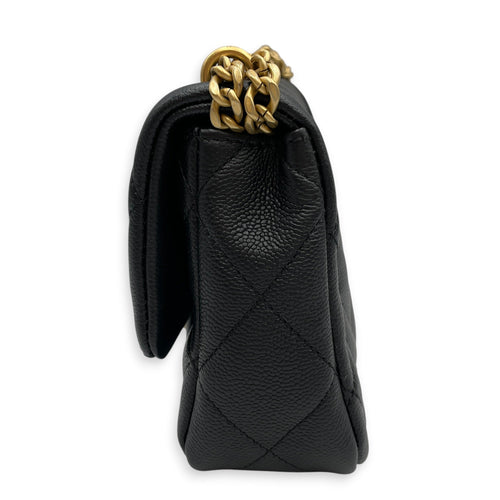 Square with Adjustable Heart Shaped  Mini Black Crossbody Bag in Caviar Leather Gold hardware CL2608-023074 4