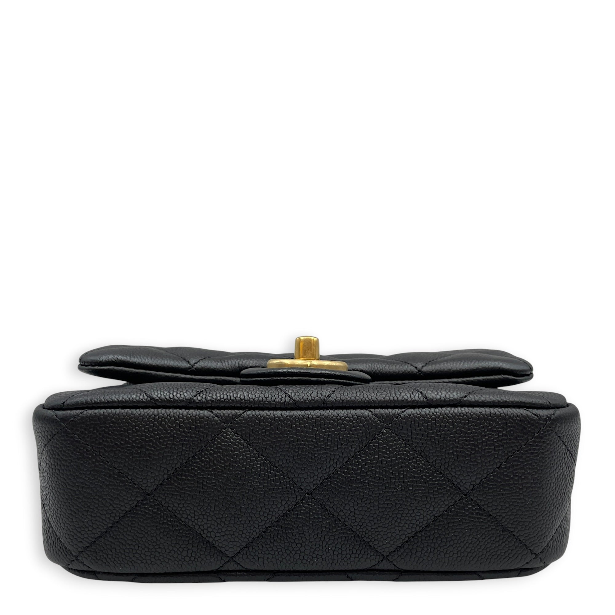 Square with Adjustable Heart Shaped  Mini Black Crossbody Bag in Caviar Leather Gold hardware CL2608-023074 5