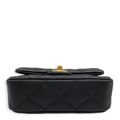Square with Adjustable Heart Shaped  Mini Black Crossbody Bag in Caviar Leather Gold hardware CL2608-023074 5