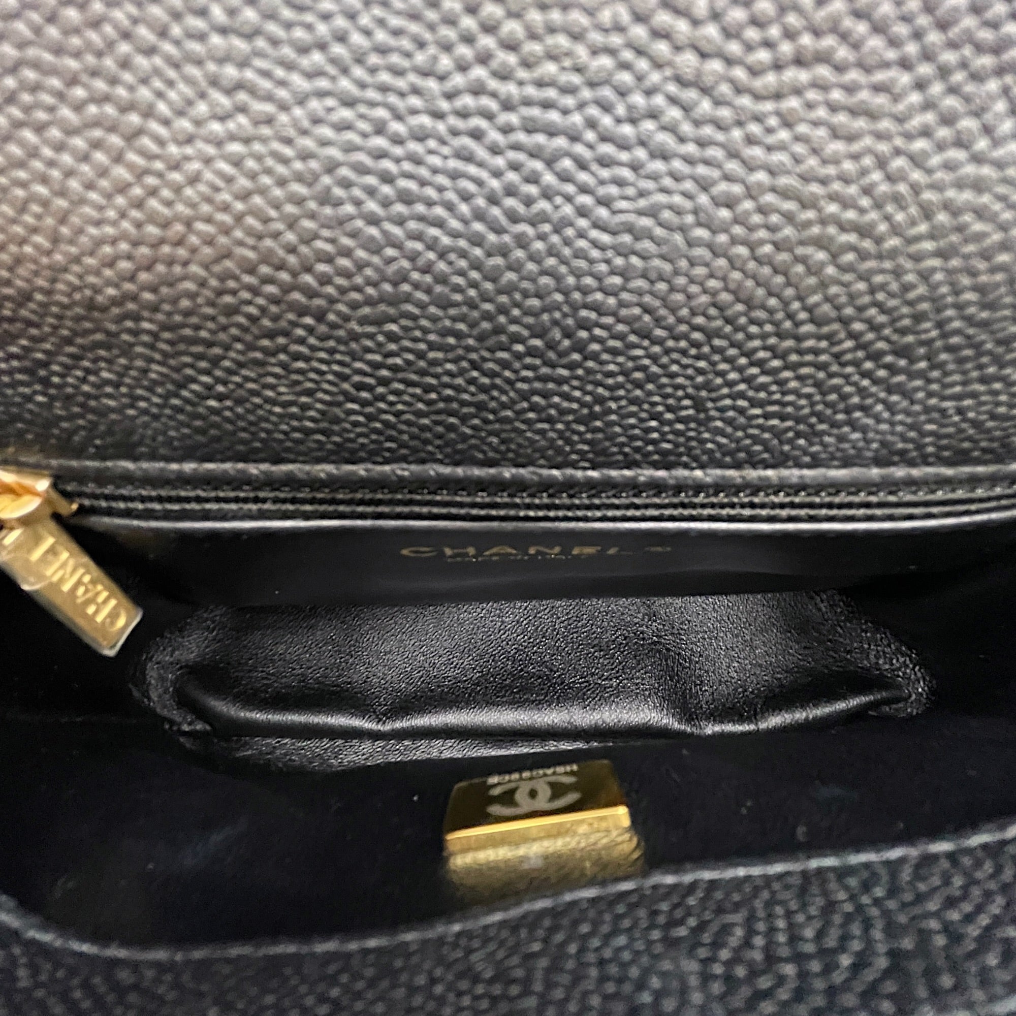 Square with Adjustable Heart Shaped  Mini Black Crossbody Bag in Caviar Leather Gold hardware CL2608-023074 6