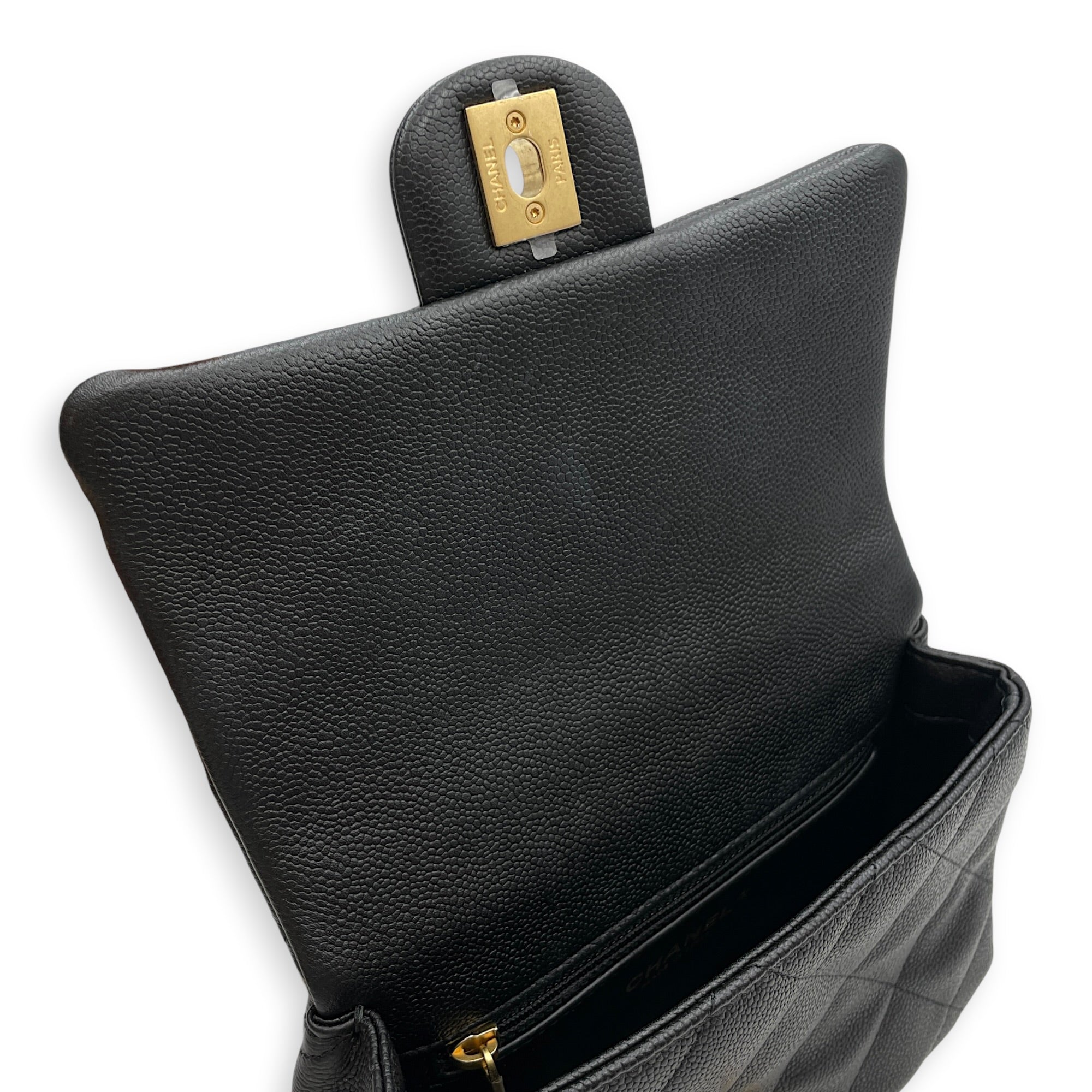 Square with Adjustable Heart Shaped  Mini Black Crossbody Bag in Caviar Leather Gold hardware CL2608-023074 7