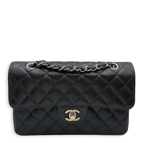 Classic Small Black Shoulder Bag in Caviar Leather Silver hardware CL2608-023076 1