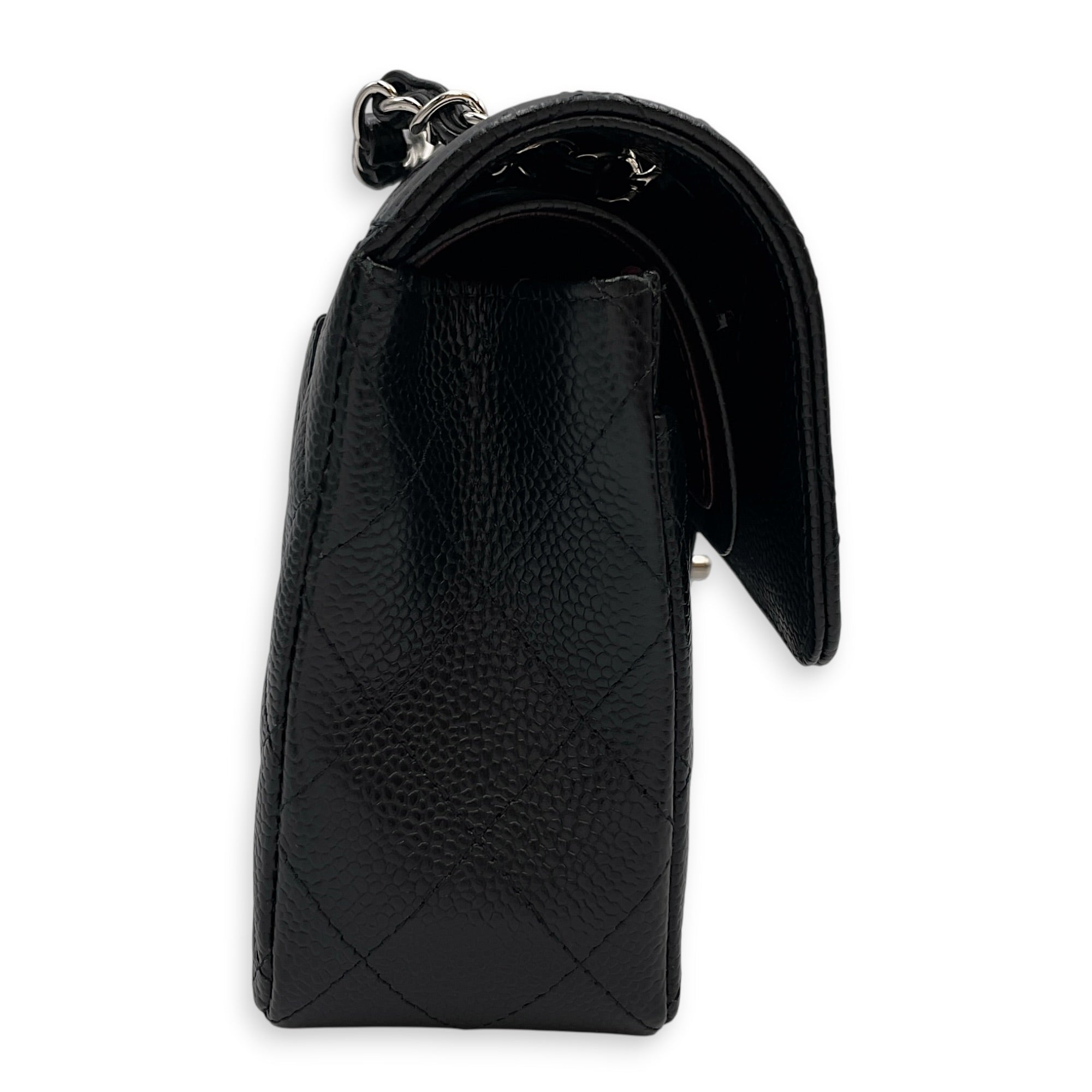 Classic Small Black Shoulder Bag in Caviar Leather Silver hardware CL2608-023076 3