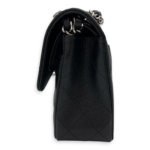 Classic Small Black Shoulder Bag in Caviar Leather Silver hardware CL2608-023076 4