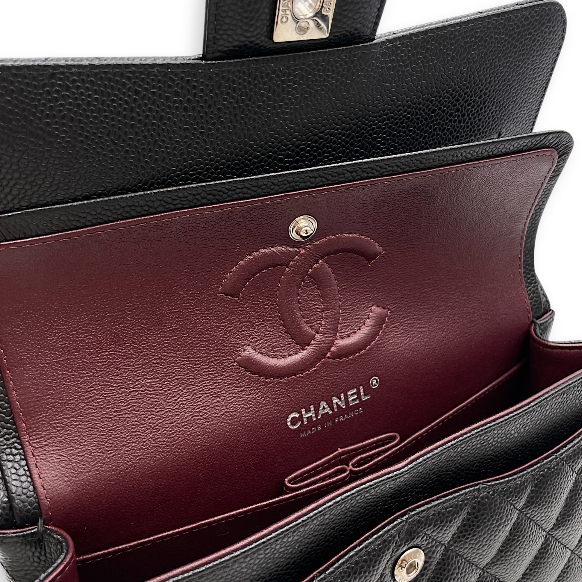 Classic Small Black Shoulder Bag in Caviar Leather Silver hardware CL2608-023076 5
