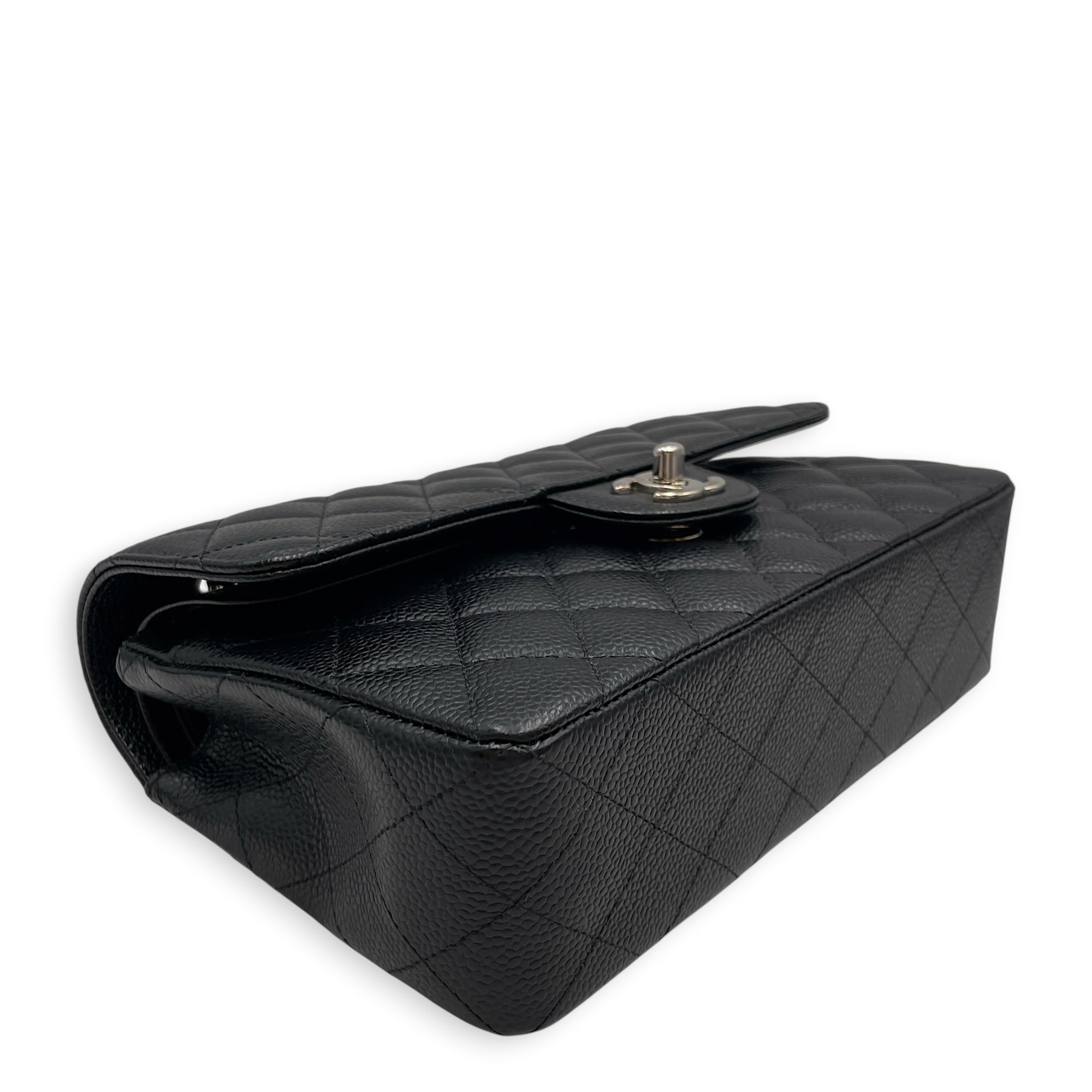 Classic Small Black Shoulder Bag in Caviar Leather Silver hardware CL2608-023076 7