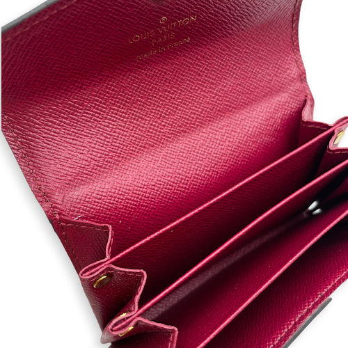 Victorine Fuchsia / Raisin Card Holder in Monogram Coated Canvas Gold hardware