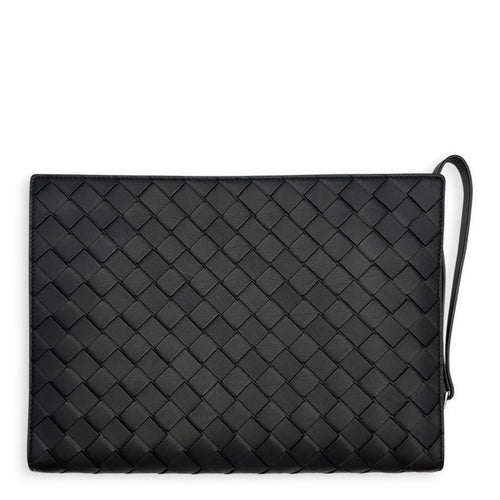 Intrecciato Black Clutch in Nappa Leather Silver hardware CL2608-023085 1
