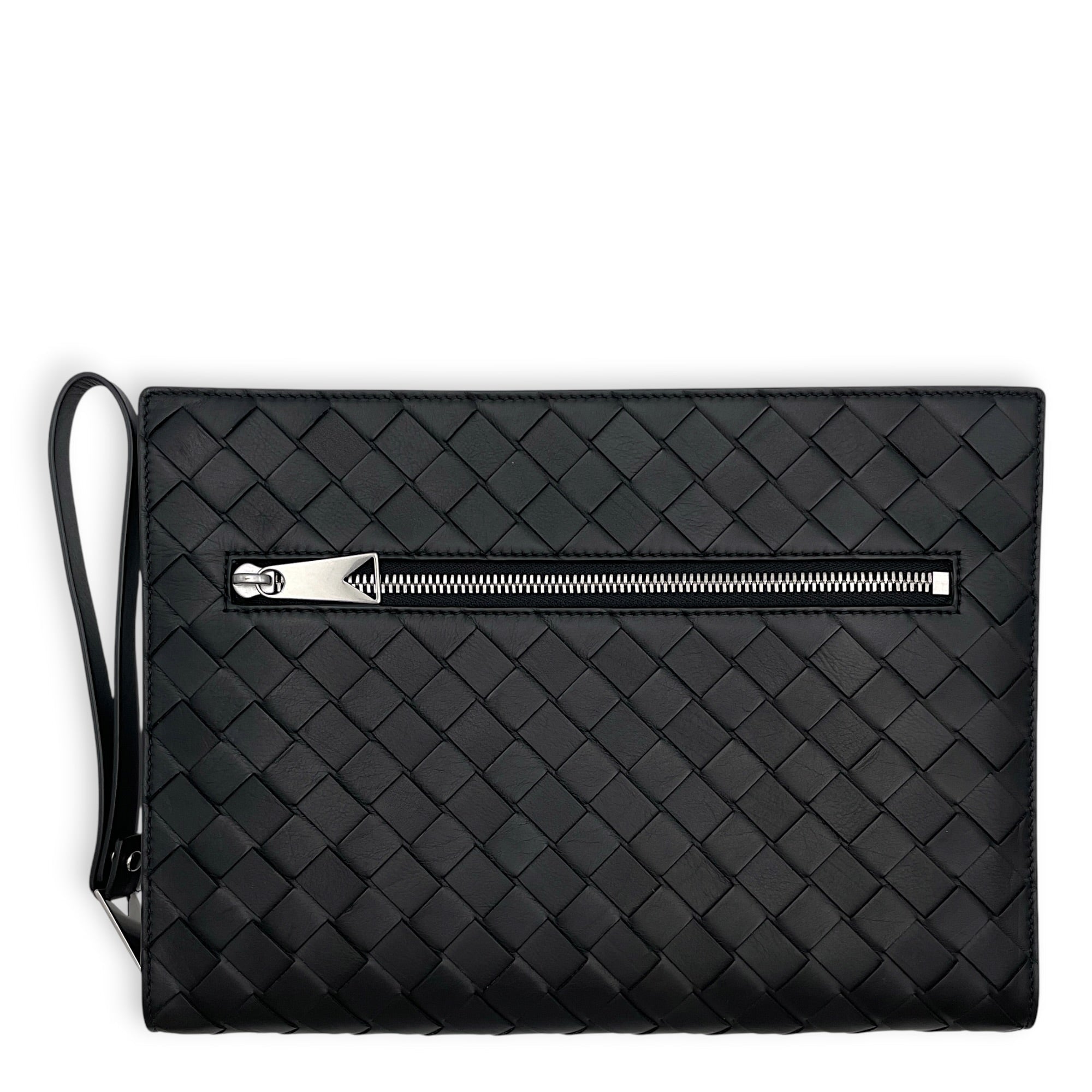 Intrecciato Black Clutch in Nappa Leather Silver hardware CL2608-023085 2