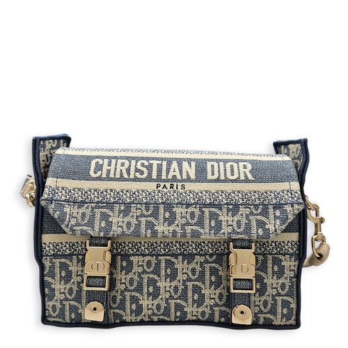 Diorcamp Blue Dior Oblique Shoulder Bag in Jacquard Gold hardware CL2608-023089 1