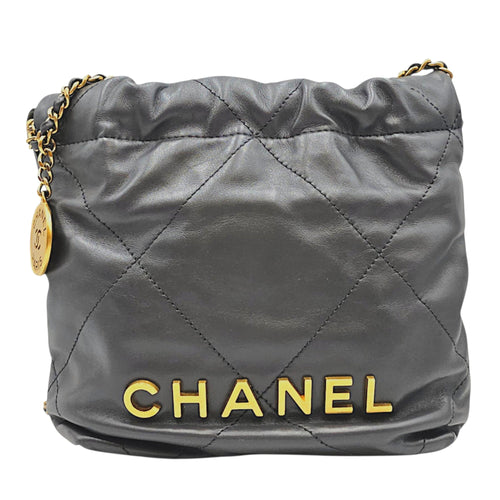 C22 Mini Grey Crossbody Bag in Calfskin Gold hardware CL2608-023092 1